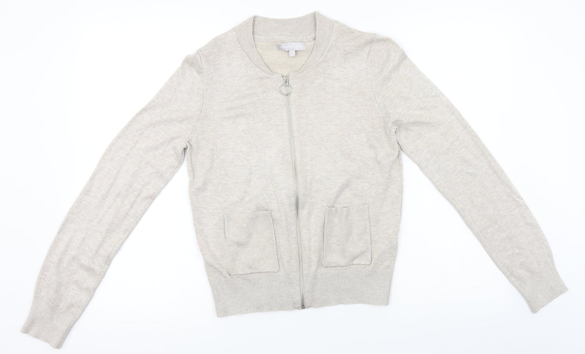 Additional front view of Red Herring women’s grey full zip jumper, size UK 10