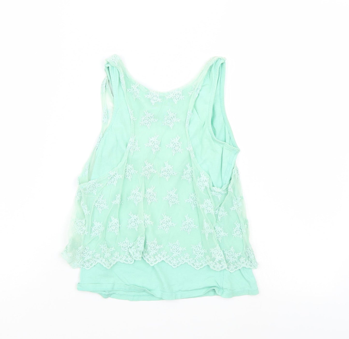 label of graded goods Girls Green Houndstooth  Cropped T-Shirt Size M