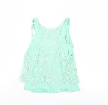label of graded goods Girls Green Houndstooth  Cropped T-Shirt Size M