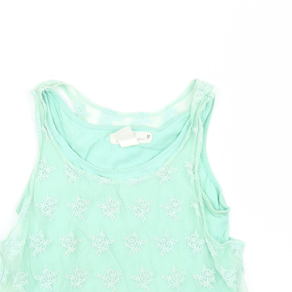 label of graded goods Girls Green Houndstooth  Cropped T-Shirt Size M