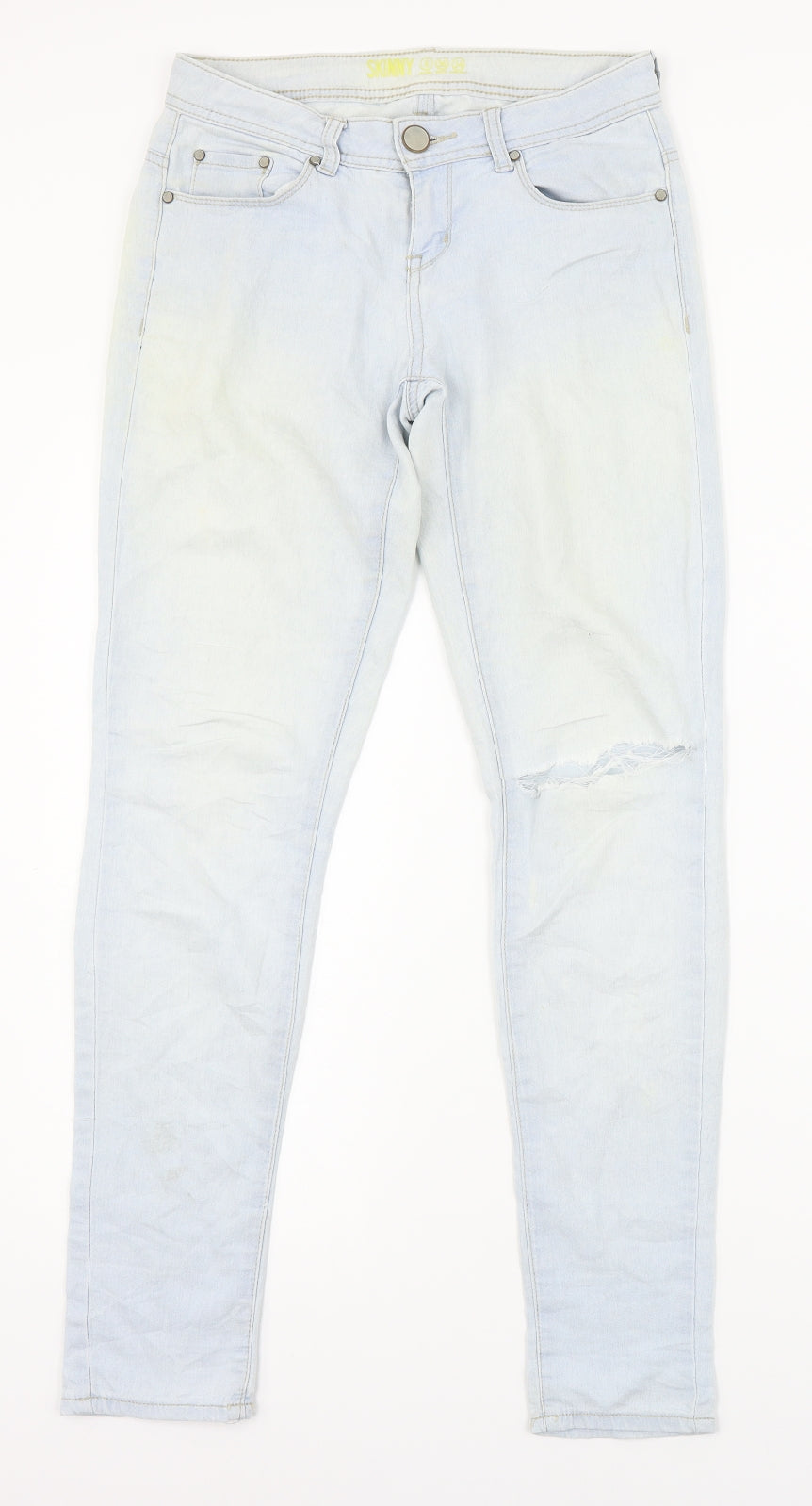 Womens UK Size 8 Preworn Regular Fit Skinny Blue Jeans