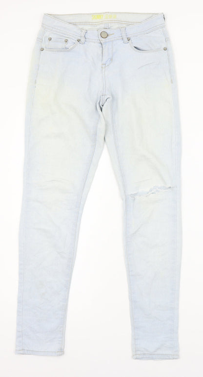 Womens UK Size 8 Preworn Regular Fit Skinny Blue Jeans