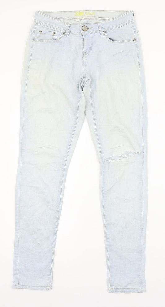Womens UK Size 8 Preworn Regular Fit Skinny Blue Jeans