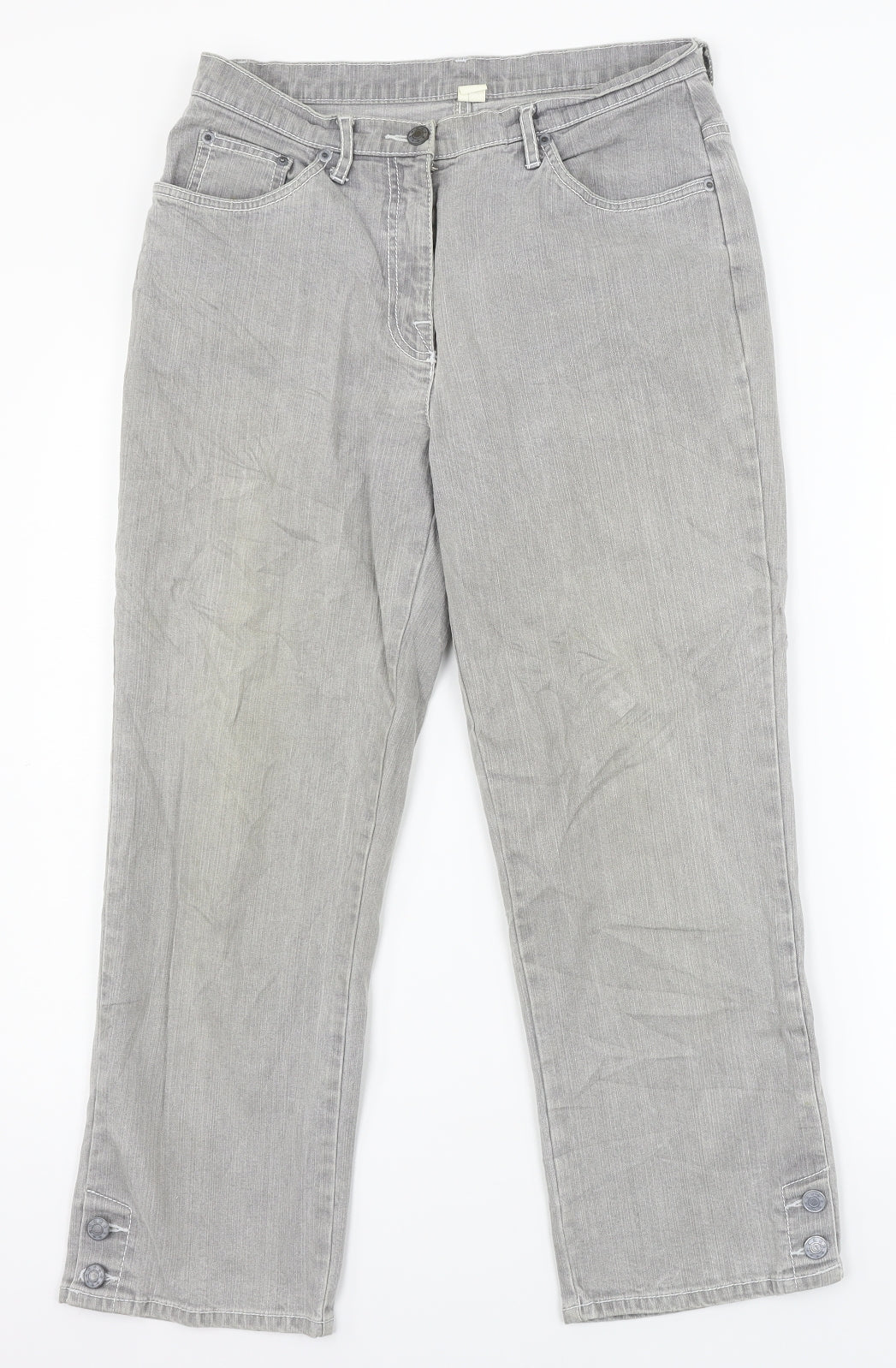 Womens UK Size 12 Preworn Relaxed Fit Straight Grey Jeans