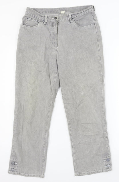 Womens UK Size 12 Preworn Relaxed Fit Straight Grey Jeans