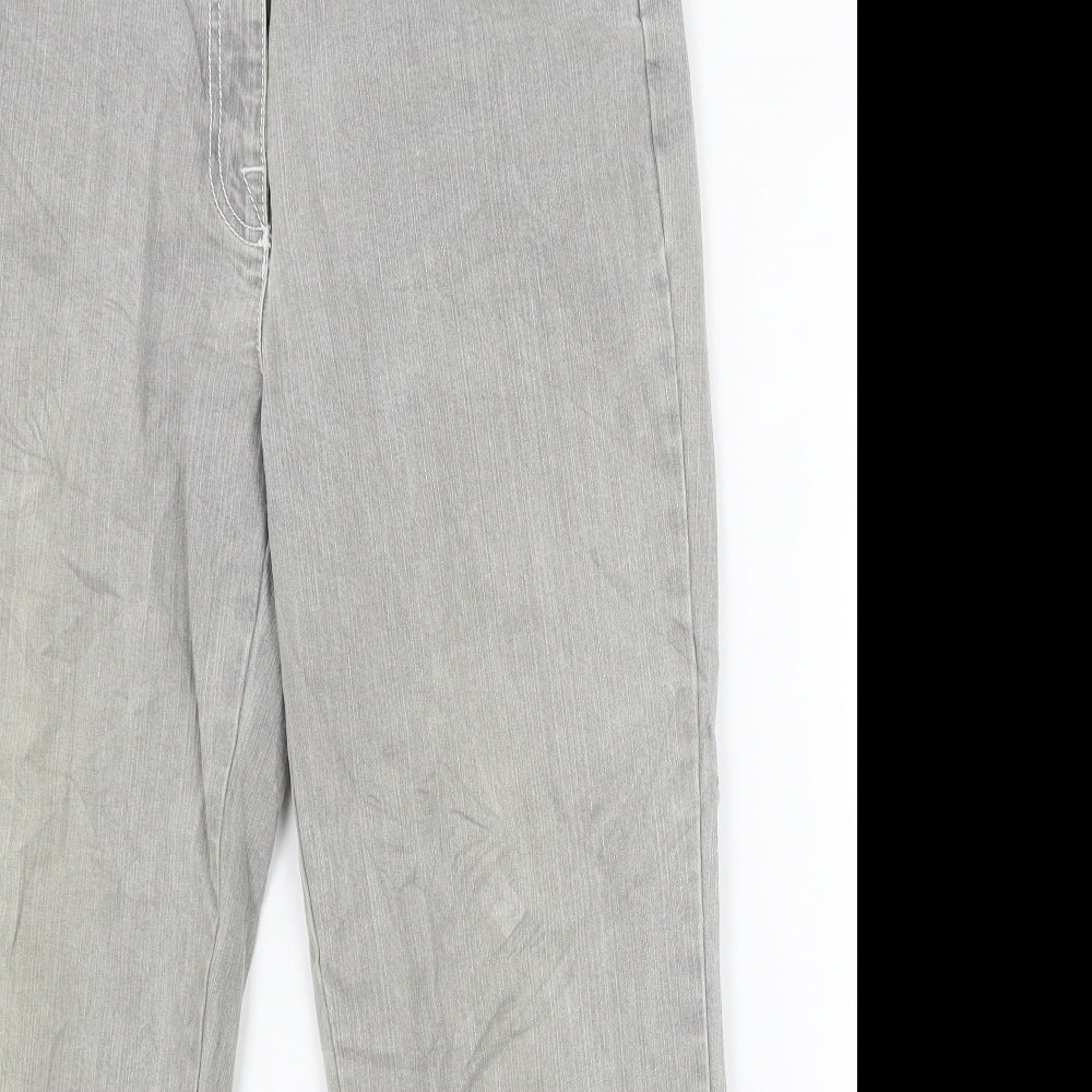 Womens UK Size 12 Preworn Relaxed Fit Straight Grey Jeans