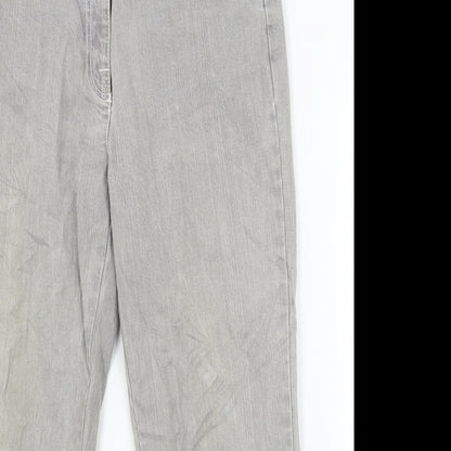 Womens UK Size 12 Preworn Relaxed Fit Straight Grey Jeans