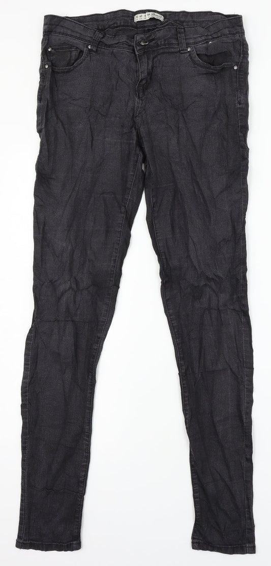 Denim Co. Womens Black  Denim Skinny Jeans Size 12 L29 in