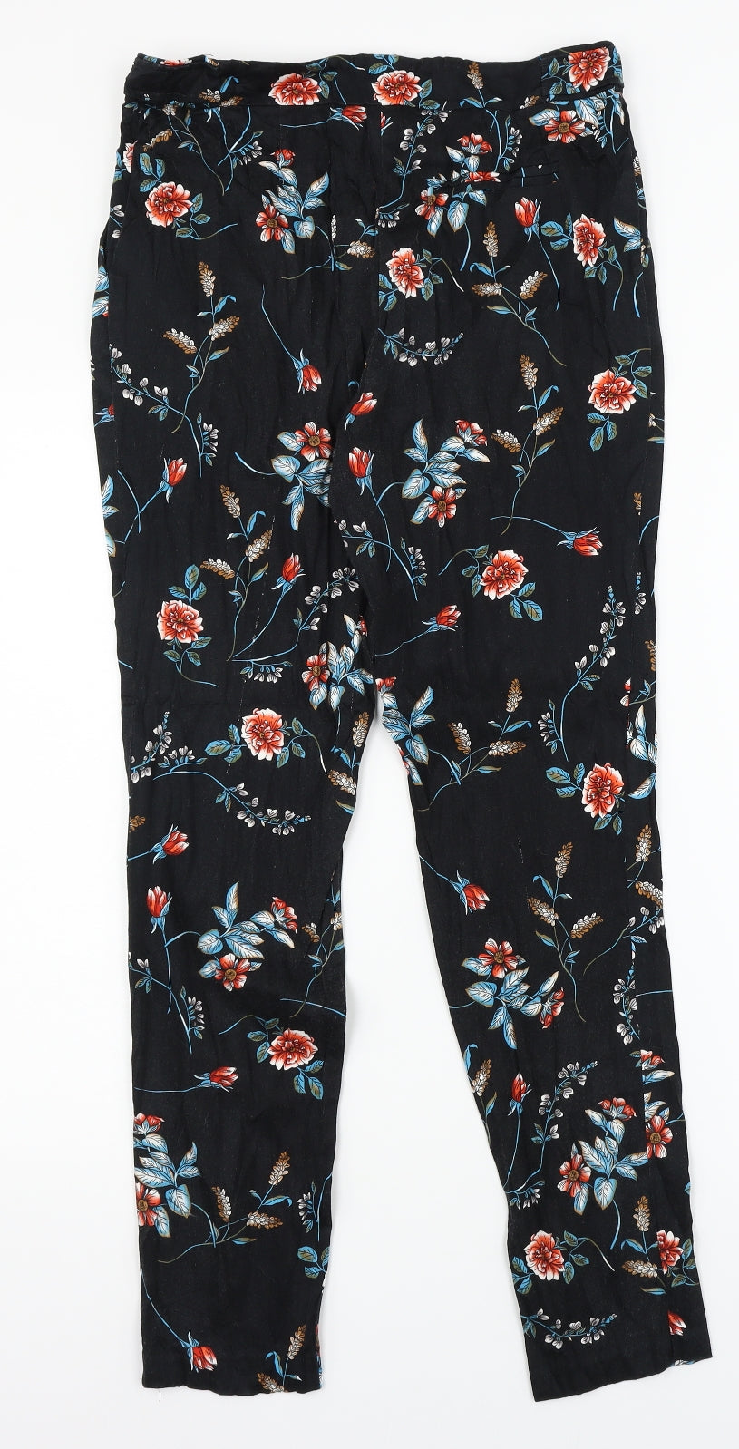 Peackocks Womens Black Floral  Trousers  Size 10 L27 in
