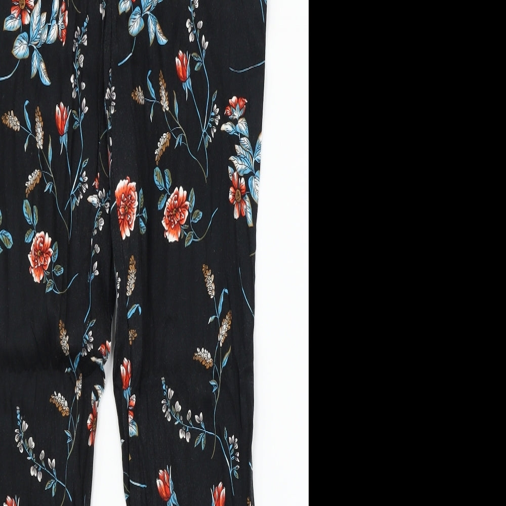 Peackocks Womens Black Floral  Trousers  Size 10 L27 in