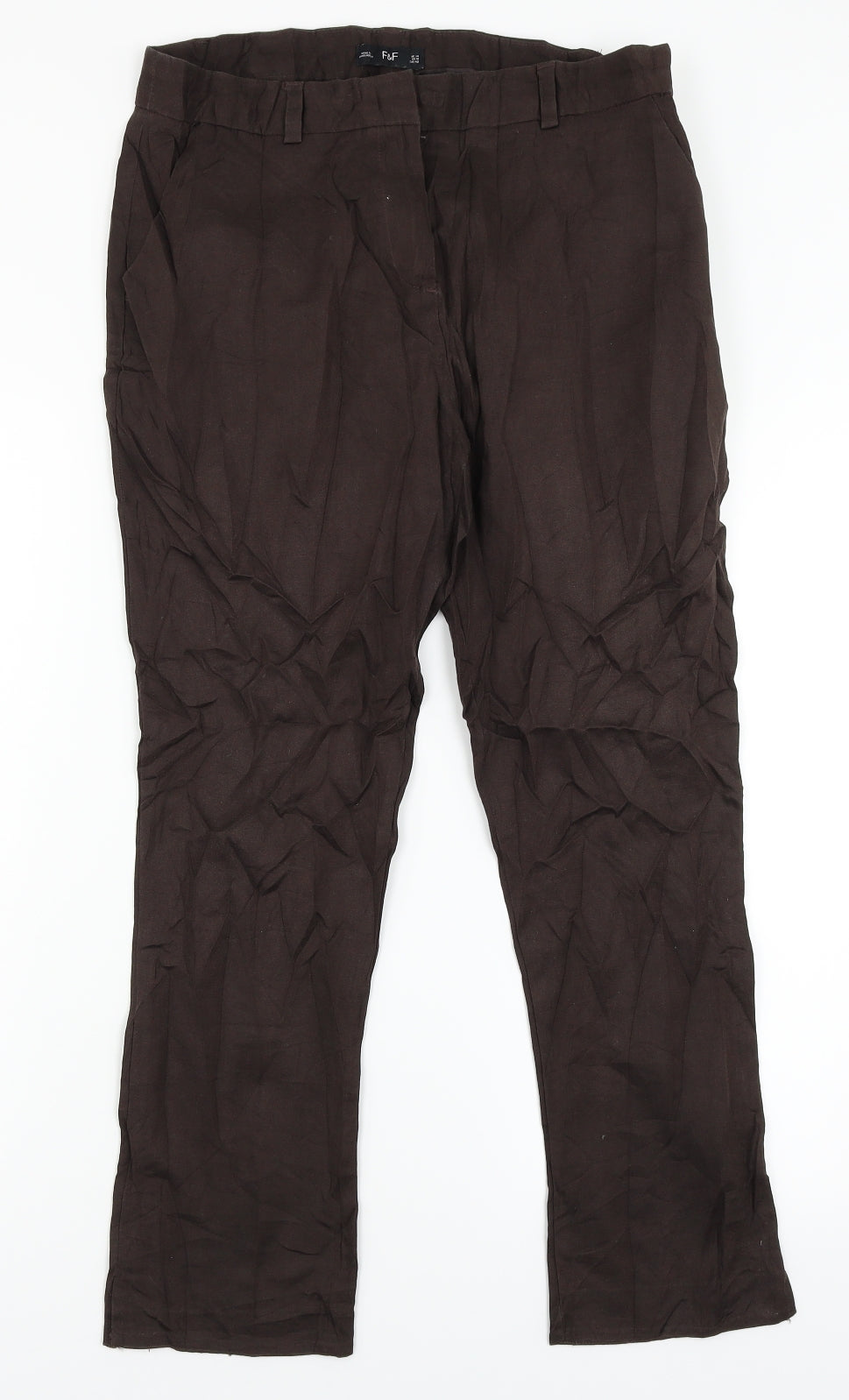 F&F Womens Brown   Trousers  Size 14 L25 in