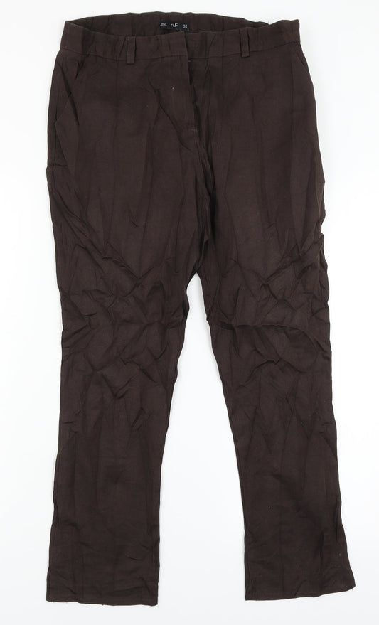 F&F Womens Brown   Trousers  Size 14 L25 in