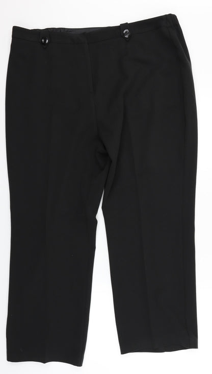 Womens UK Size 20 Label Be Regular Fit Dress Pants Black Trousers