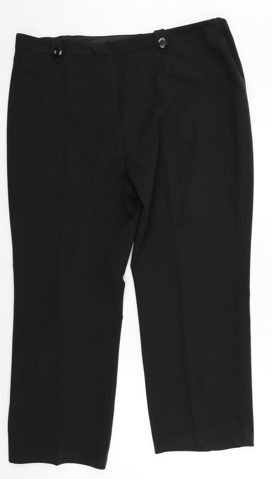 Womens UK Size 20 Label Be Regular Fit Dress Pants Black Trousers