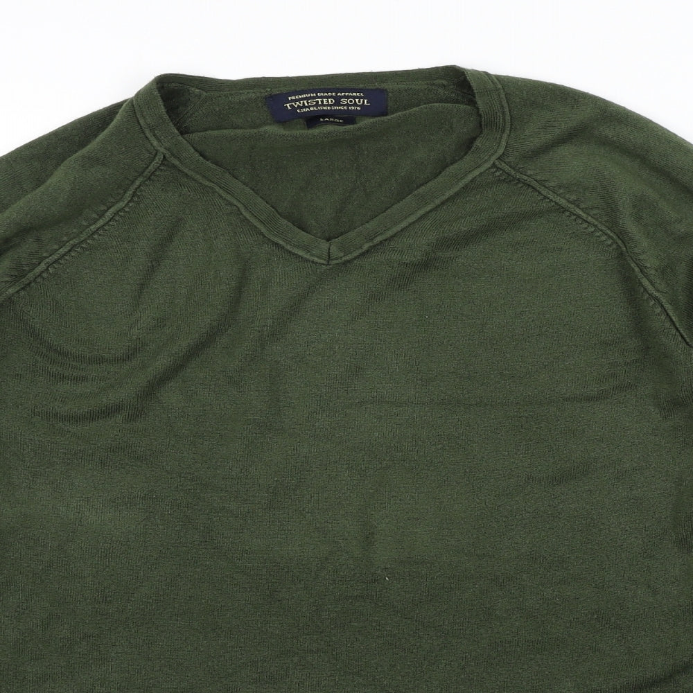 Twisted Soul Mens Green   Pullover Jumper Size L