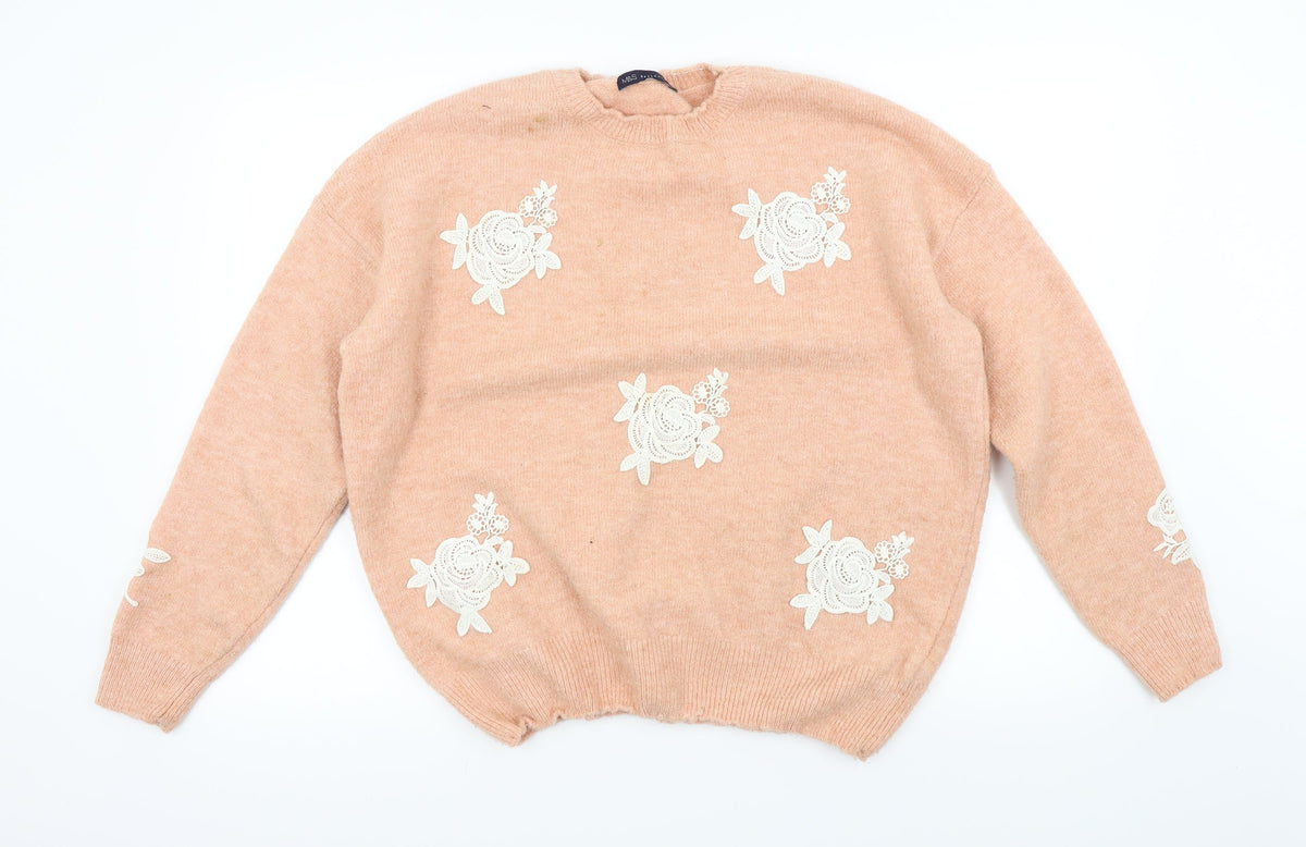 Marks & Spencer Womens Pink Floral  Pullover Jumper Size L