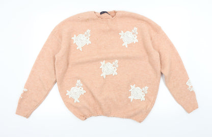 Marks & Spencer Womens Pink Floral  Pullover Jumper Size L