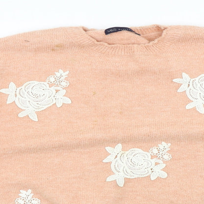 Marks & Spencer Womens Pink Floral  Pullover Jumper Size L