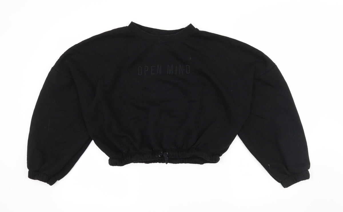 Primark Womens Black  Jersey Pullover Sweatshirt Size 10  - Cropped