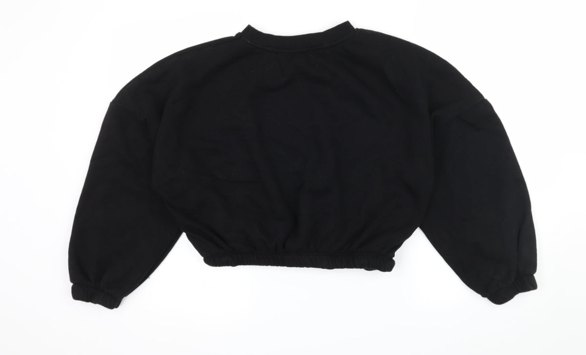 Primark Womens Black  Jersey Pullover Sweatshirt Size 10  - Cropped