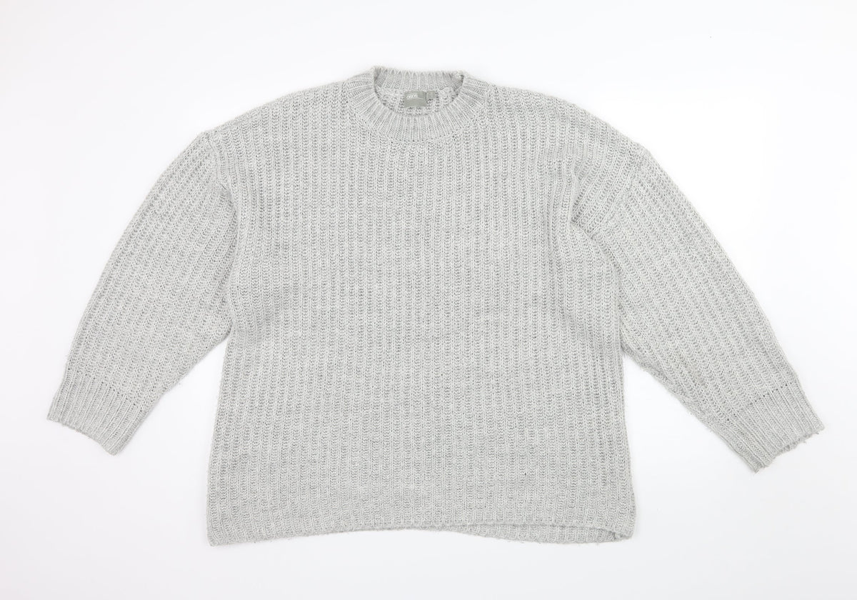 Additional front view of ASOS women’s grey knit jumper, size UK 12