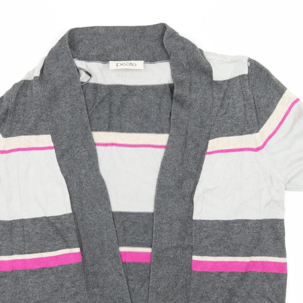 BHS Womens Grey Striped Knit Cardigan Jumper Size 10