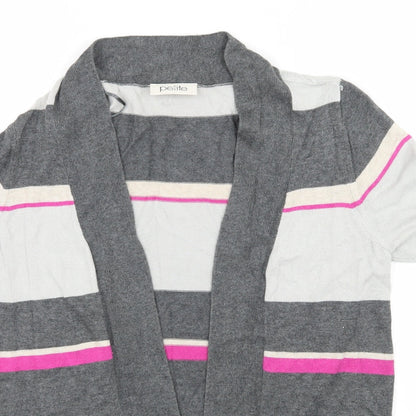 BHS Womens Grey Striped Knit Cardigan Jumper Size 10