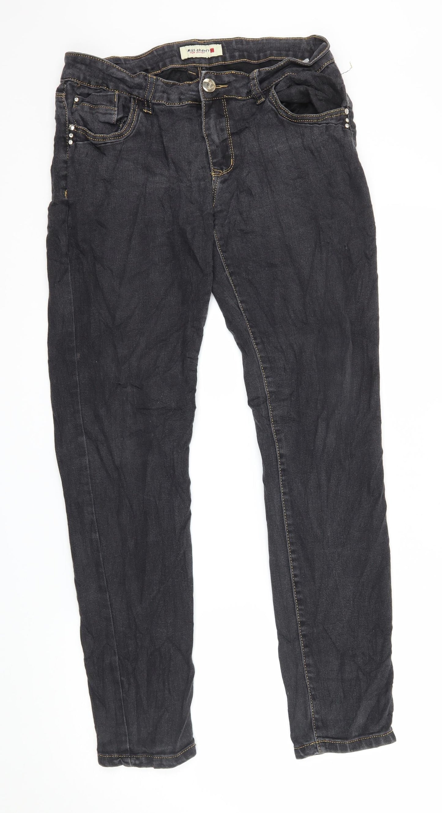 Miss cherry Womens Black  Denim Straight Jeans  L30 in