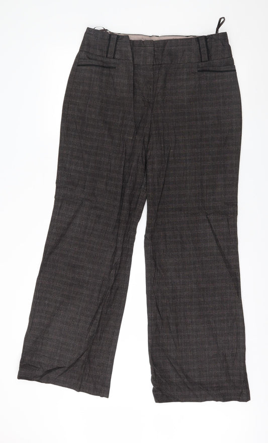 NEXT Womens Brown Check  Trousers  Size 36 in L31 in