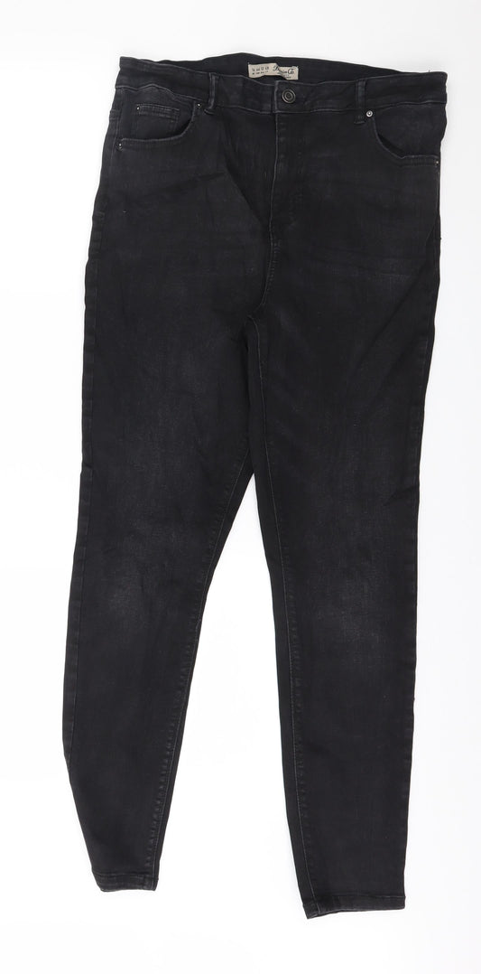 Denim & Co. Womens Black  Denim Skinny Jeans Size 16 L28 in