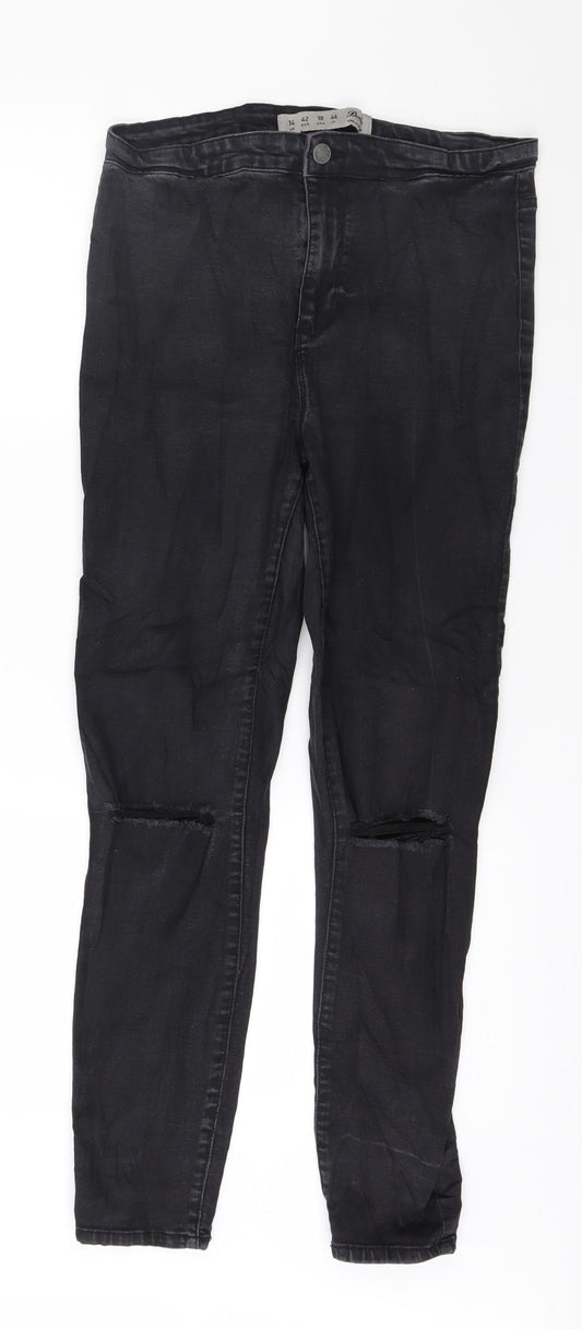 Denim & Co. Womens Black  Denim Skinny Jeans Size 14 L28 in