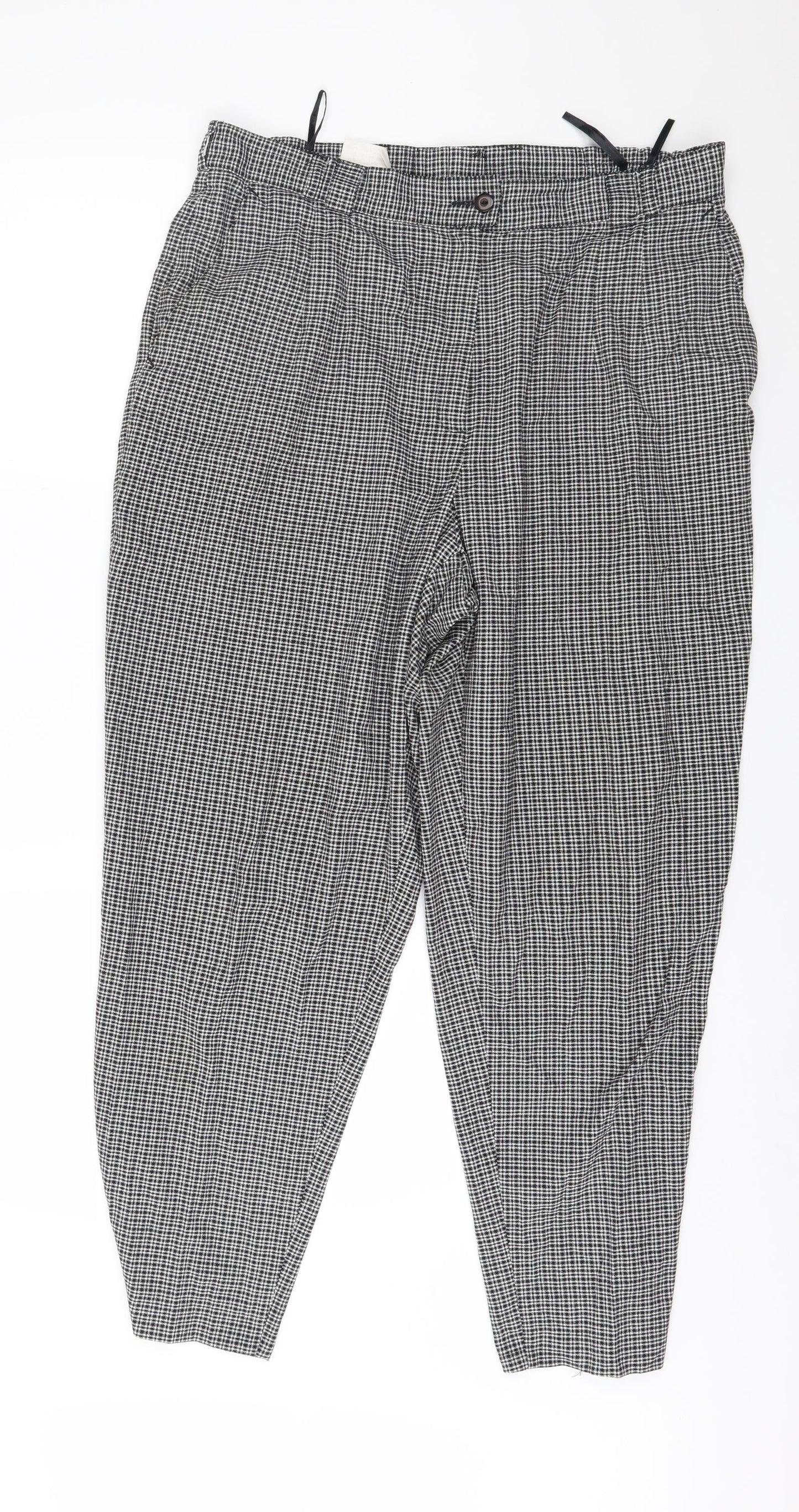 Roma Womens Black Check  Trousers  Size 36 in L28 in