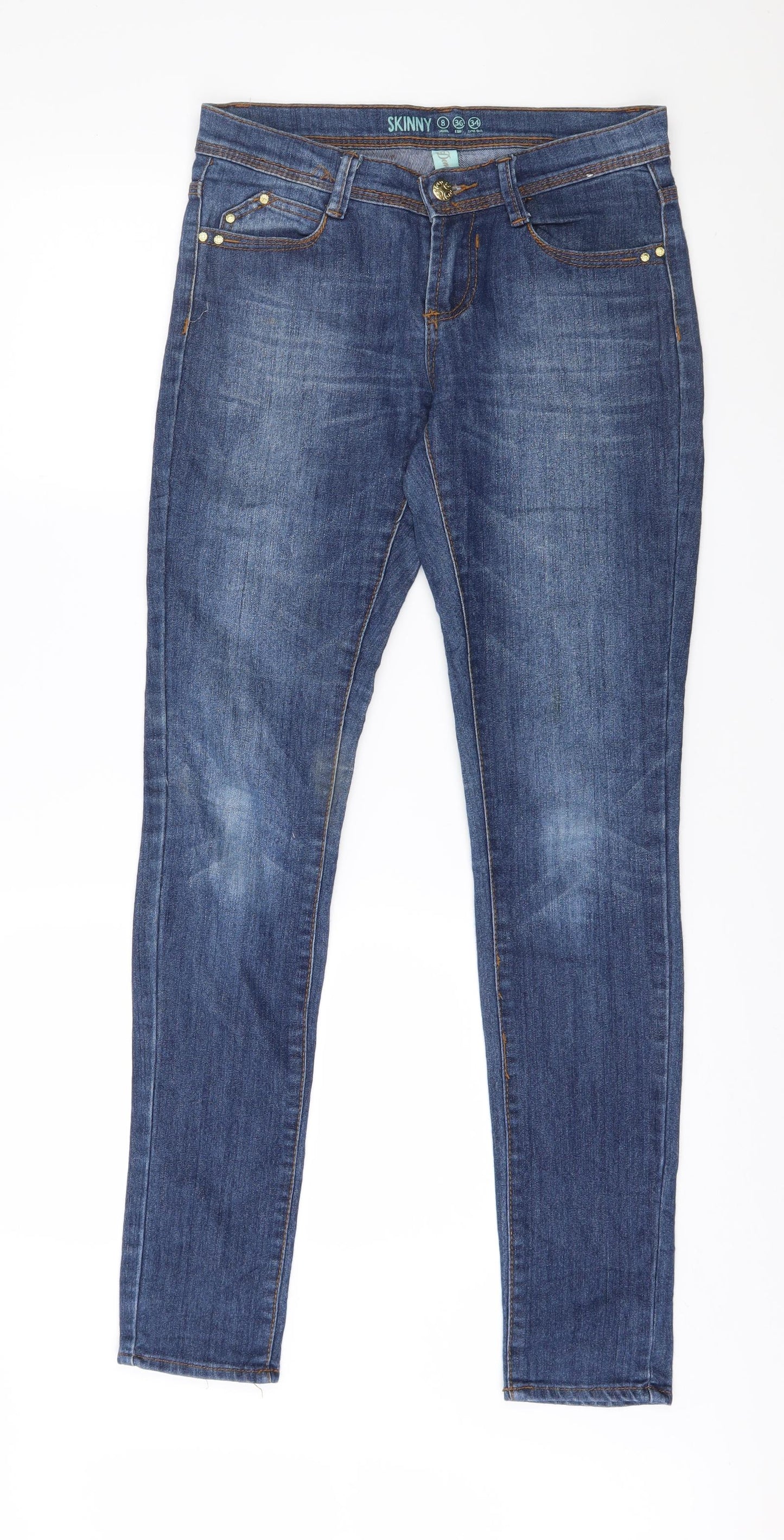 Denim & Co. Womens Blue  Denim Skinny Jeans Size 8 L31 in