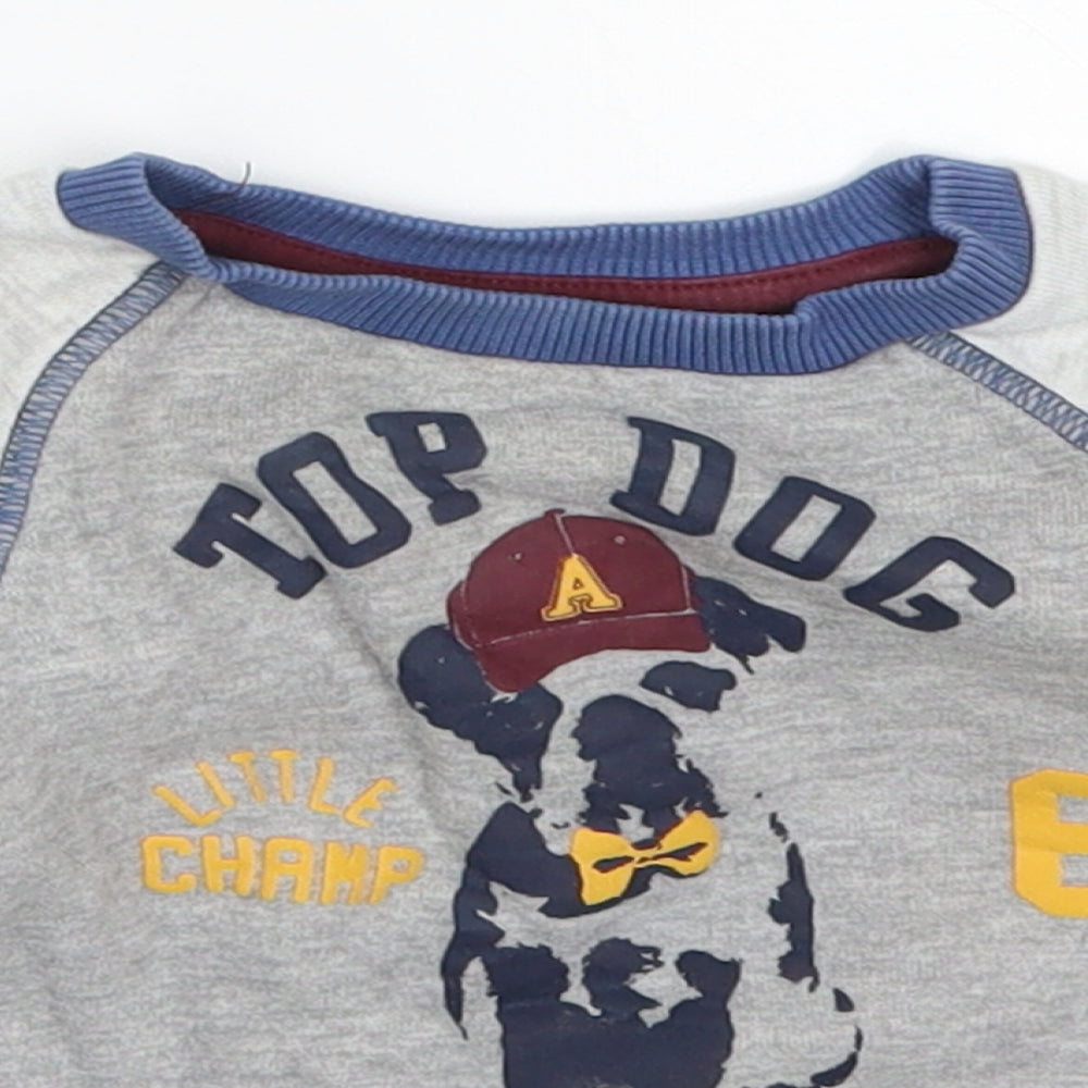 F&F Boys Grey   Basic T-Shirt Size 6-9 Months  - Top Dog Academy