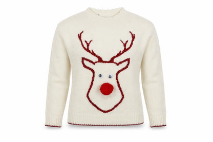Primark Womens White   Pullover Jumper Size 6  - Rudolph