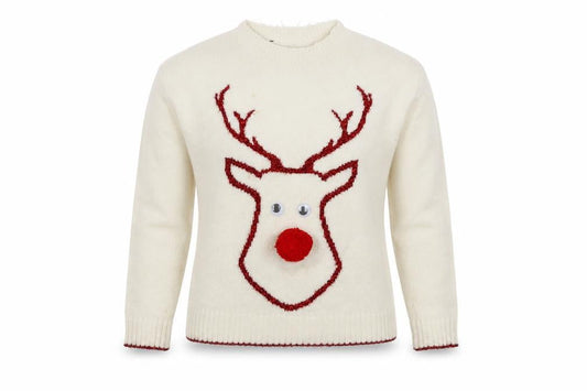 Primark Womens White   Pullover Jumper Size 6  - Rudolph