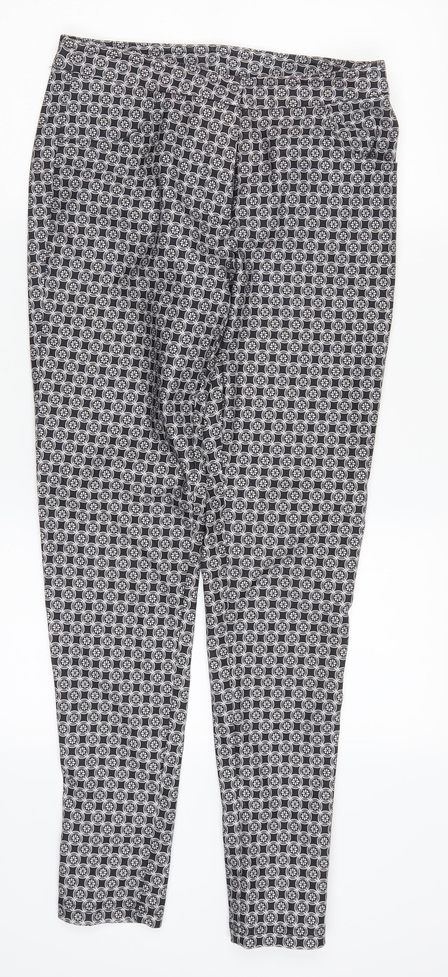 New Look Womens Grey Geometric  Trousers  Size 8 L28 in