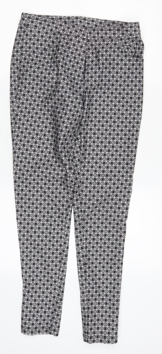 New Look Womens Grey Geometric  Trousers  Size 8 L28 in