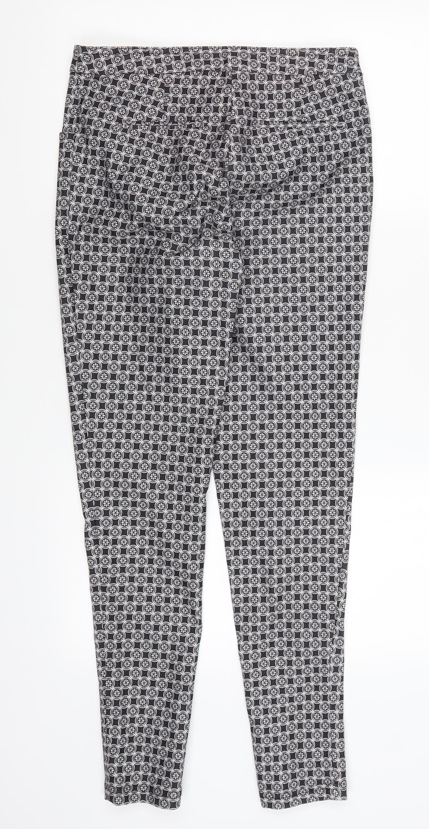 New Look Womens Grey Geometric  Trousers  Size 8 L28 in