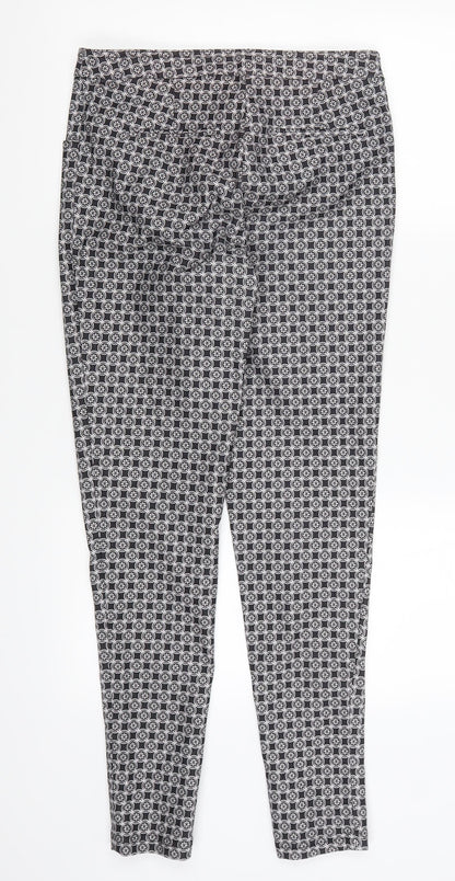 New Look Womens Grey Geometric  Trousers  Size 8 L28 in