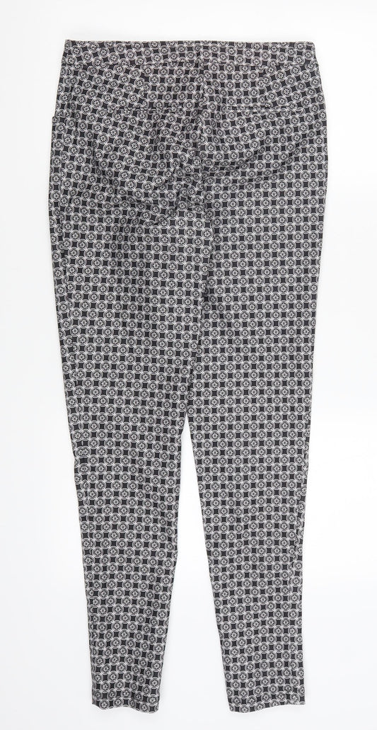 New Look Womens Grey Geometric  Trousers  Size 8 L28 in