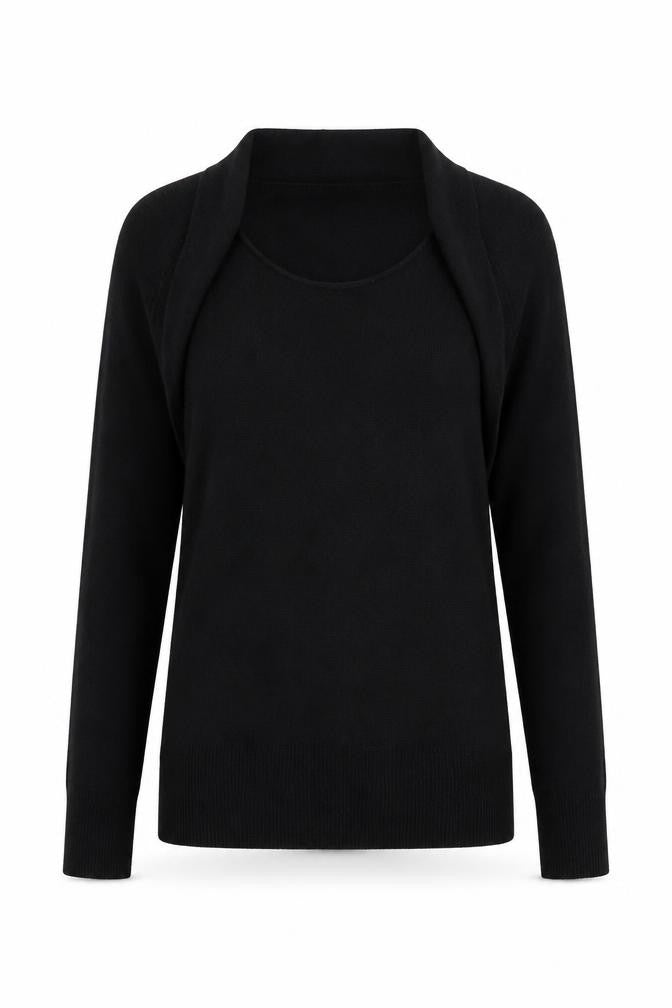 Front view of Evie women’s black jumper, size UK 6