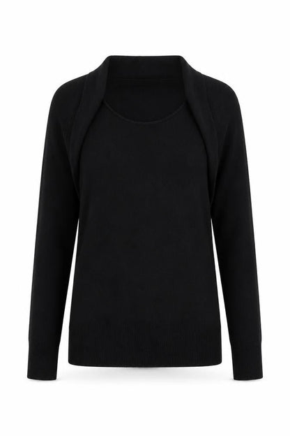 Front view of Evie women’s black jumper, size UK 6