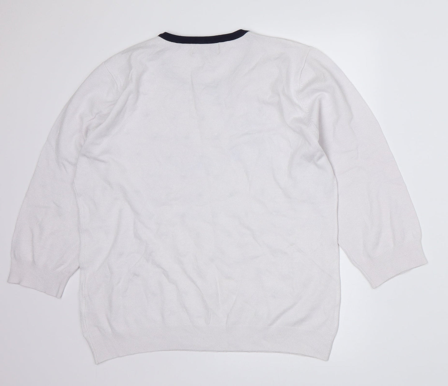 BASSINI Womens White Polka Dot  Pullover Jumper Size S