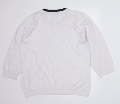 BASSINI Womens White Polka Dot  Pullover Jumper Size S