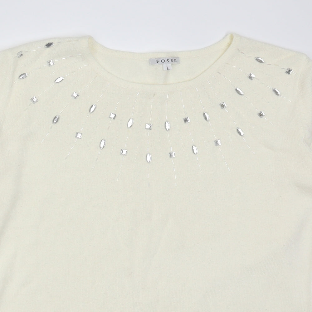 Fosby Womens Ivory   Pullover Jumper Size L