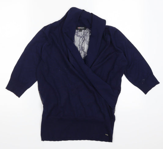 Morgan Womens Blue  Lace Pullover Jumper Size M