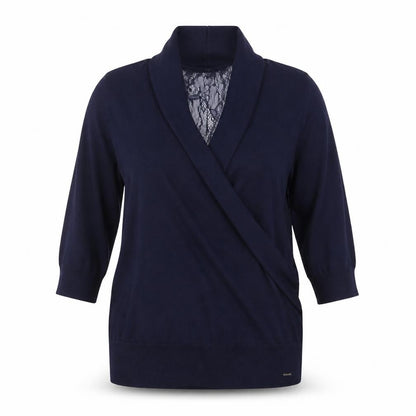 Morgan Womens Blue  Lace Pullover Jumper Size M