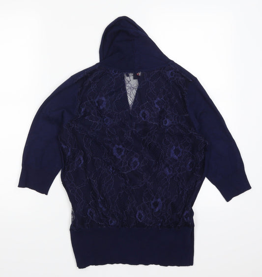 Morgan Womens Blue  Lace Pullover Jumper Size M
