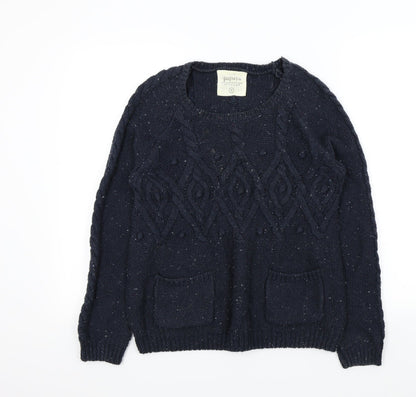 Additional front view of Papaya women’s blue jumper, size UK 8